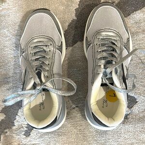 Silver and White Sneakers